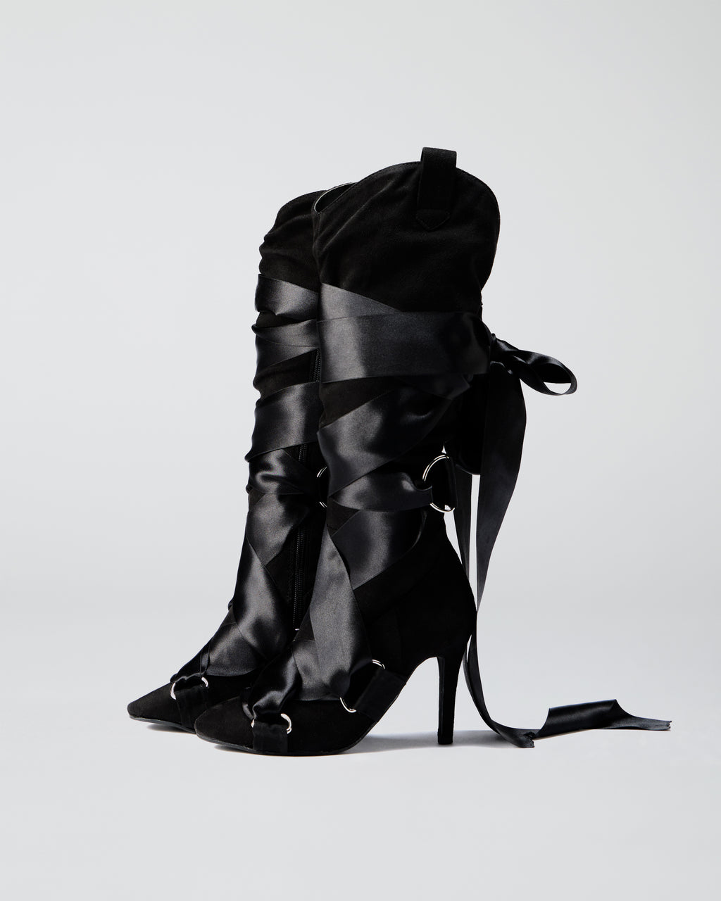 Ribbon Boots Black